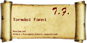 Tormási Fanni névjegykártya